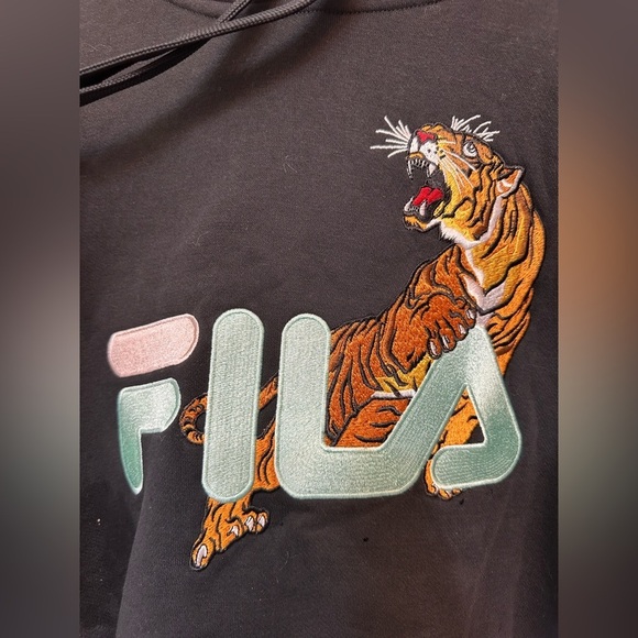 FILA x Bandier Black Cropped Hoodie with Tiger Design - Picture 5 of 8